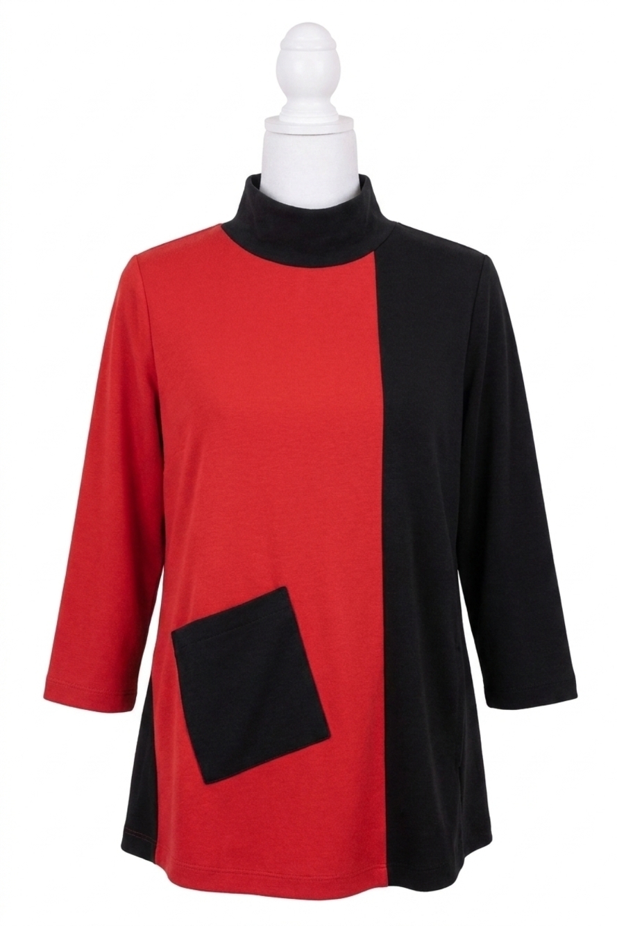 NEW E.L.I. the helsinki tunic in red/black
